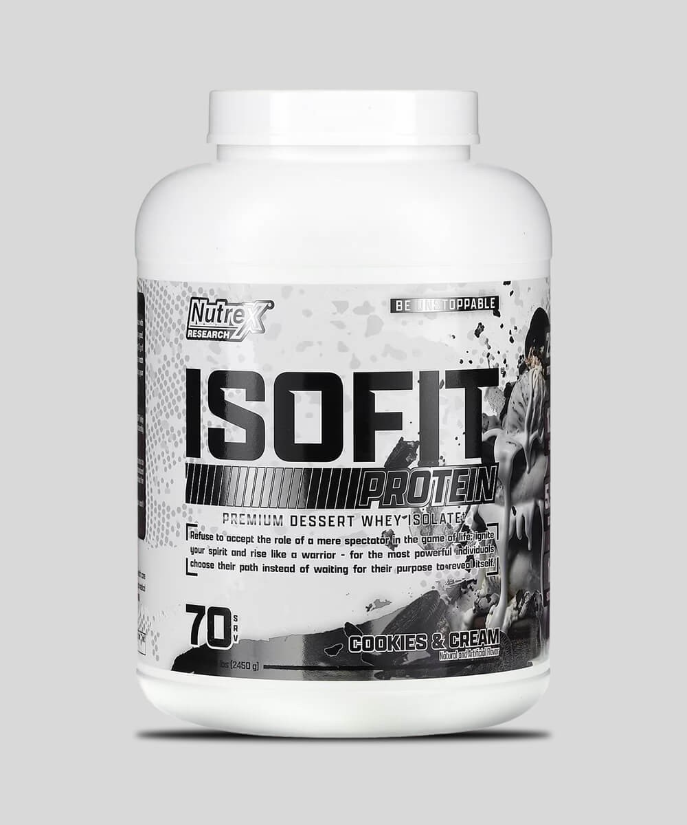 Nutrex ISOFIT Isolate - Cookies & Cream Complément alimentaire Nutrex Research ISOFIT, isolat de whey protéine premium, saveur Cookies & Cream, pot de 70 portions (2450g).