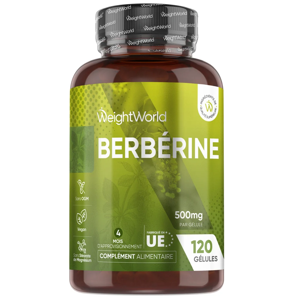 berberine-fr-bottles-front WeightWorld Berbérine 500mg — 120 Gélules | 4 Mois | Vegan | Made in EU – Image 1