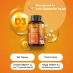 WeightWorld Vitamine D3 4000IU + K2 MK-7 125µg — 365 Comprimés | 1 An | Végétarien | Non-GMO – Image 2