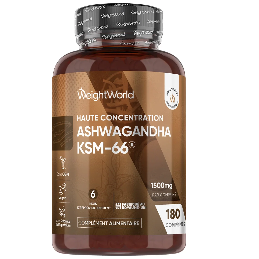 weightworld-fr-ashwagandha-extract-1500mg-1 WeightWorld Ashwagandha KSM-66® 1500mg — 180 Comprimés | 6 Mois | Vegan & Non-GMO – Image 1