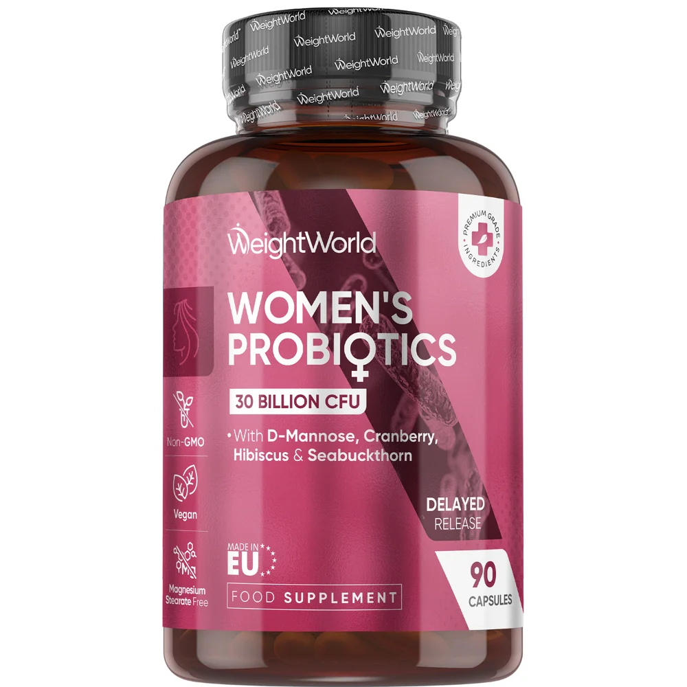 womens-probiotic-caps-uk-front WeightWorld Women's Probiotics 30 Milliards CFU — D-Mannose, Cranberry, Hibiscus & Argousier | 90 Gélules – Image 1