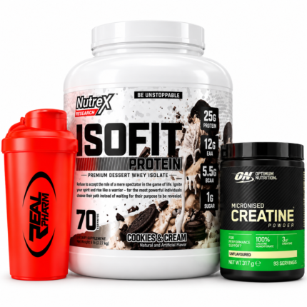 Pack IsoFit Nutrex Créatine Optimum Nutrition et Shaker