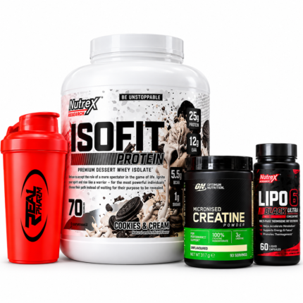 Pack IsoFit Nutrex Créatine Optimum Nutrition Lipo 6 Black et Shaker