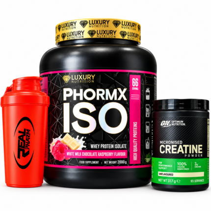 Pack PhormX ISO Luxury Nutrition Créatine Optimum Nutrition et Shaker